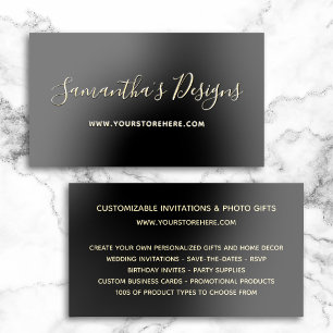Black and Pale Yellow Online Store Foil Business Cards