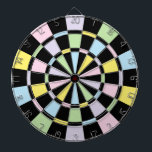 Black And Pastel Colors Dart Board<br><div class="desc">Black And Pastel Colored Dart Board Game Including 6 Brass Darts</div>