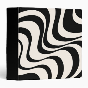 Black and pastel modern retro waves design 3 ring binder