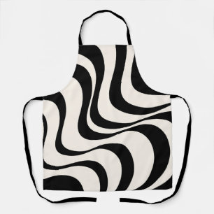 Black and pastel modern retro waves design  apron