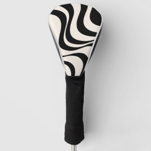 Black and pastel modern retro waves design  golf head cover