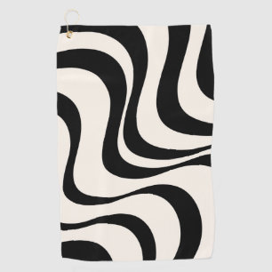 Black and pastel modern retro waves design  golf towel