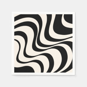 Black and pastel modern retro waves design  napkins