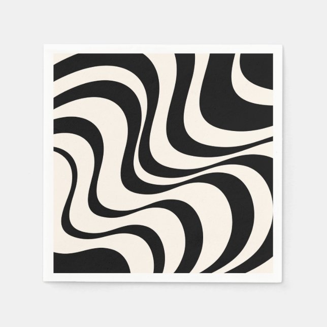 Black and pastel modern retro waves design  napkins (Front)