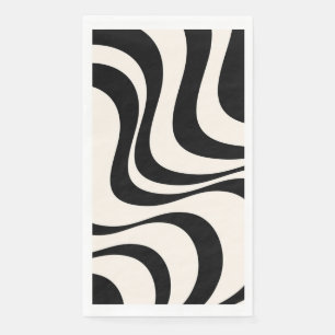 Black and pastel modern retro waves design  paper guest towels