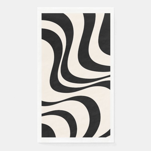 Black and pastel modern retro waves design  paper guest towels (Front)