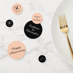 Black and Peach 50th Anniversary Table Decoration Confetti