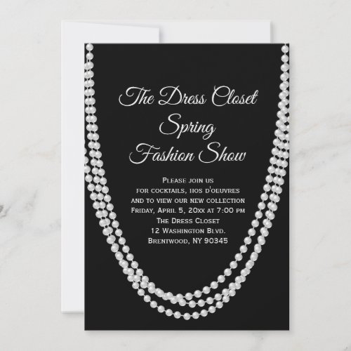 Black and Pearls Fashion Show Invitation
