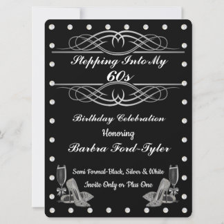 black and pearls invitation