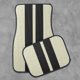 Black and Pepper White 🏎️ Racing Stripes Car Floor Mat