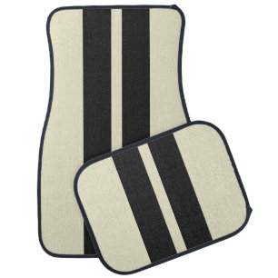 Black and Pepper White 🏎️ Racing Stripes Car Floor Mat