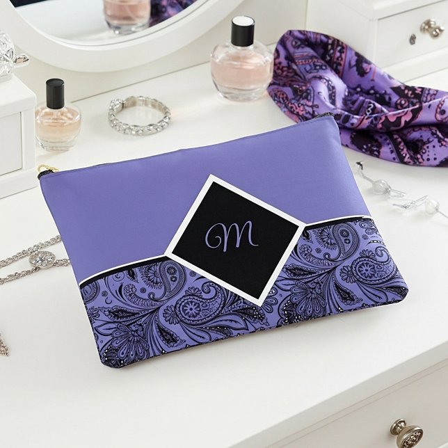 Black and peri paisley monogram  accessory pouch (Creator Uploaded)