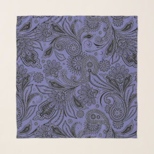 Black and peri paisley    scarf