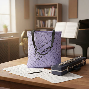 Black and periwinkle Musical personalized  Tote Bag