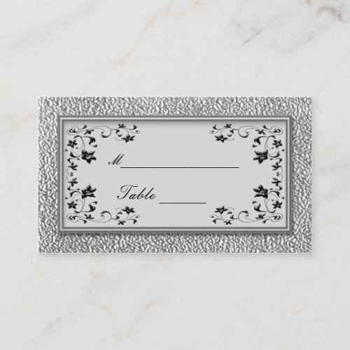 Black and Pewter Floral Placecards
