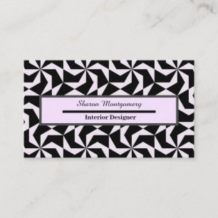 Black and Pink Abstract Geometric Hexagon Business Card