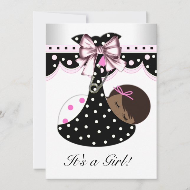 Black and Pink Baby Shower Invitation (Front)