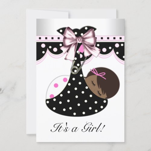 Black and Pink Baby Shower Invitation