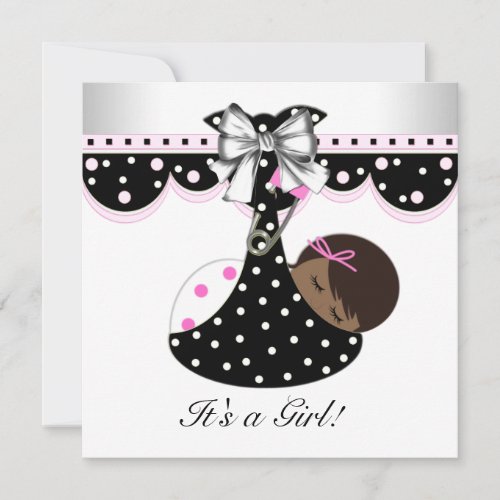 Black and Pink Baby Shower Invitations