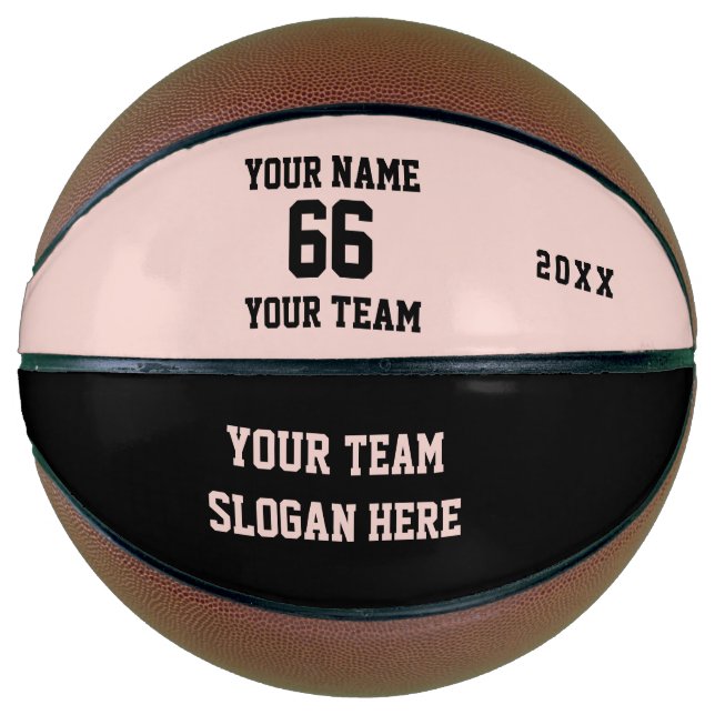 Black and Pink Basketball with Name, Number, Team (Front)