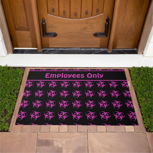 Black and Pink Biohazard Customizable Text Doormat