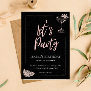 Black and Pink Birthday Invitation