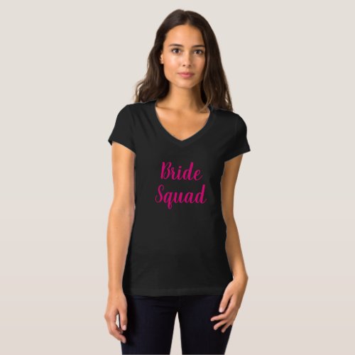 Black and Pink Bride Squad Bridal Party Shirt