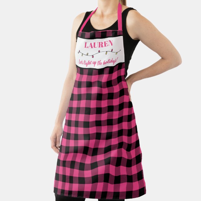 Black and Pink Buffalo Check Sweet Kitchen Apron (Insitu)