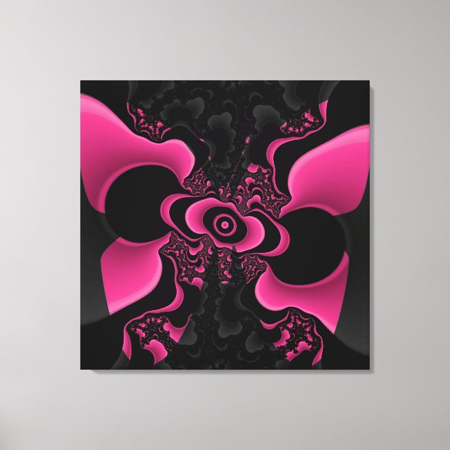 Black and Pink Butterfly Fractal Canvas Print (Front)