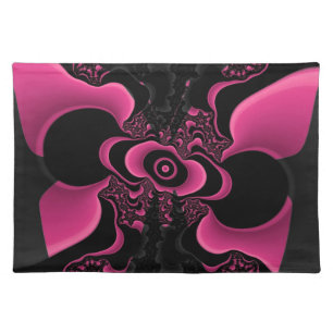 Black and Pink Butterfly Fractal mesplacemat Placemat