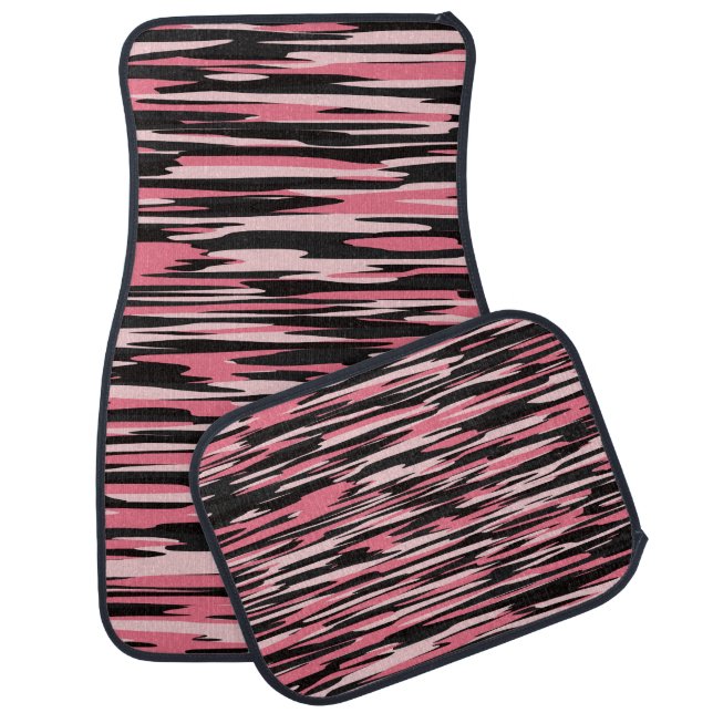 Black and Pink Camo Streaks Car Mat (Set)
