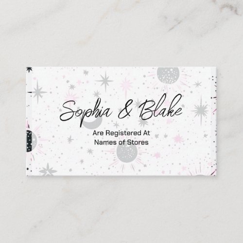 Black and Pink Celestial Wedding Registry Enclosure Card