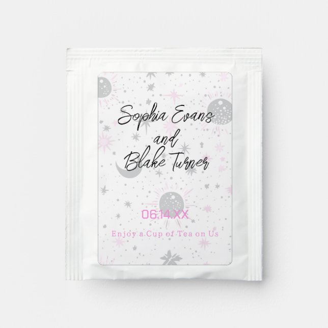 Black and Pink Celestial Wedding Tea Drink Mix (Front)