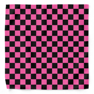 Black and pink checkerboard pattern bandana