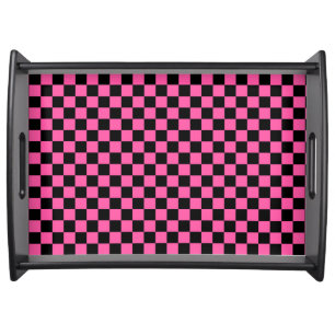 Black and pink checkerboard pattern serving tray
