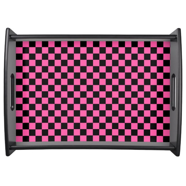 Black and pink checkerboard pattern serving tray (Front)