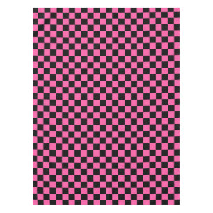 Black and pink checkerboard pattern tablecloth