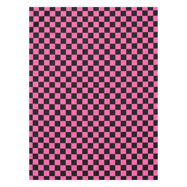 Black and pink checkerboard pattern tablecloth (Front)