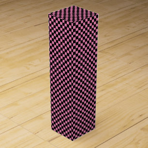 Black and Pink Checkerboard Wine Box