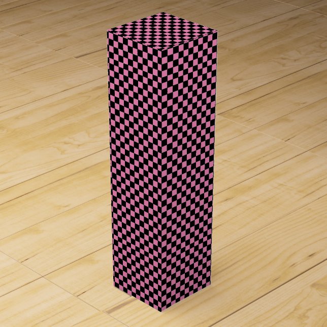 Black and Pink Checkerboard Wine Box (Front)