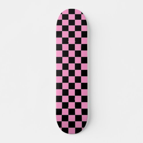 Black and Pink Checkered Skateboard