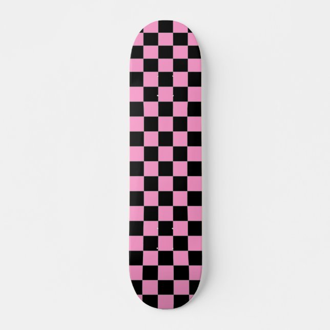 Black and Pink Checkered Skateboard (Front)