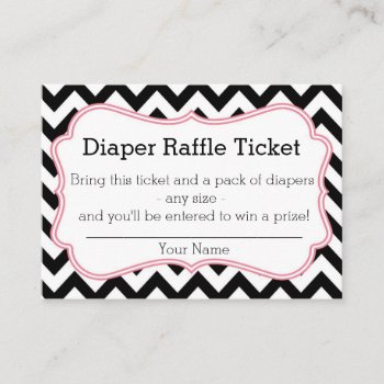 Black And Pink Chevron Diaper Raffle Ticket Enclosure Card by tinyanchor at Zazzle