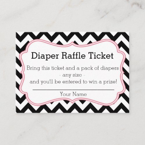 Black and Pink Chevron Diaper Raffle Ticket Business Card Templates