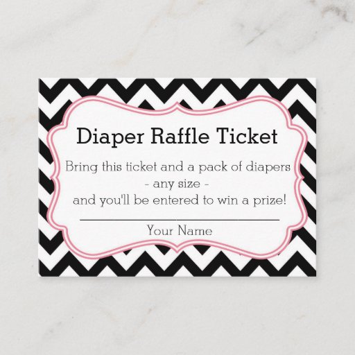 Customizable Black and Pink Chevron Diaper Raffle Ticket Business Card Templates