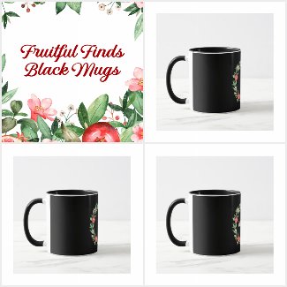 Black and Pink Christmas Wreath Mug