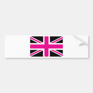 Black and Pink Classic Union Jack British(UK) Flag Bumper Sticker