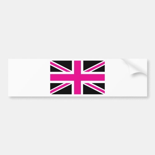 Black and Pink Classic Union Jack BritishUK Flag Bumper Sticker