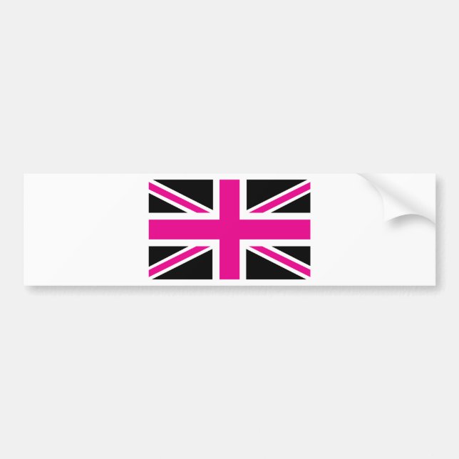 Black and Pink Classic Union Jack British(UK) Flag Bumper Sticker (Front)