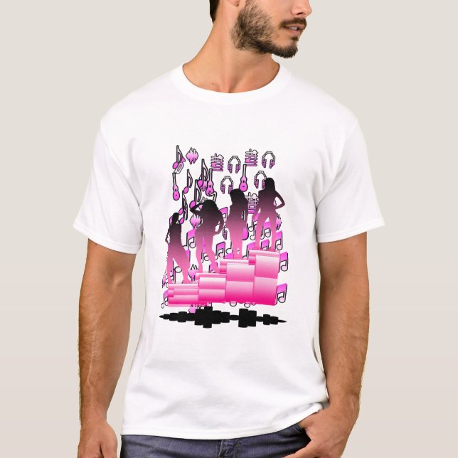 Black and Pink Colorful Design T-Shirt (Front)